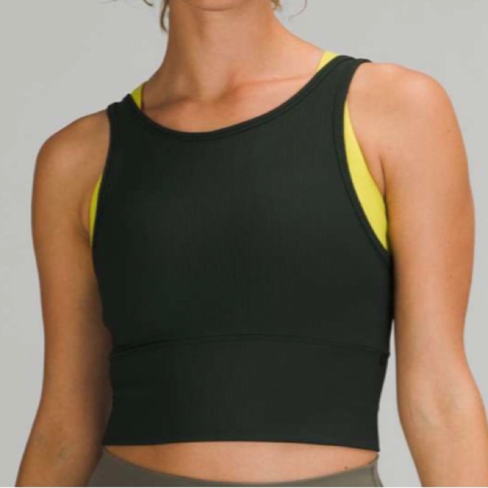 Lululemon Power Pivot Ribbed Forest Green Tank